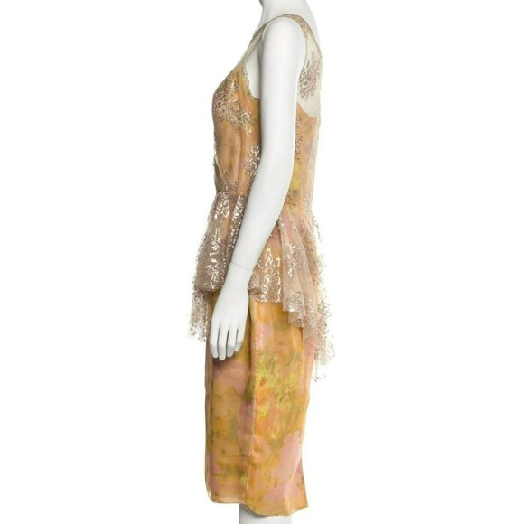 Badgley Mischka Peach Floral Dress – Size 14 – Scoop Neck – Sleeveless - Picture 9 of 9